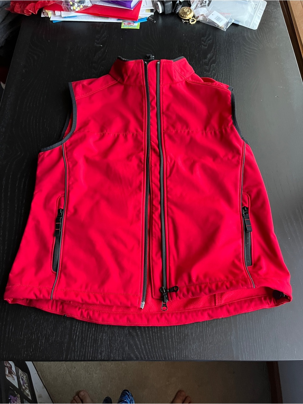 Women's Red Softshell Vest - Zipped Outdoor Layer